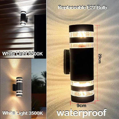 Outdoor LED Wall Sconce with Up & Down Light Effect, E27 Socket, IP65 Waterproof, Modern Garden & Balcony Lamp 9
