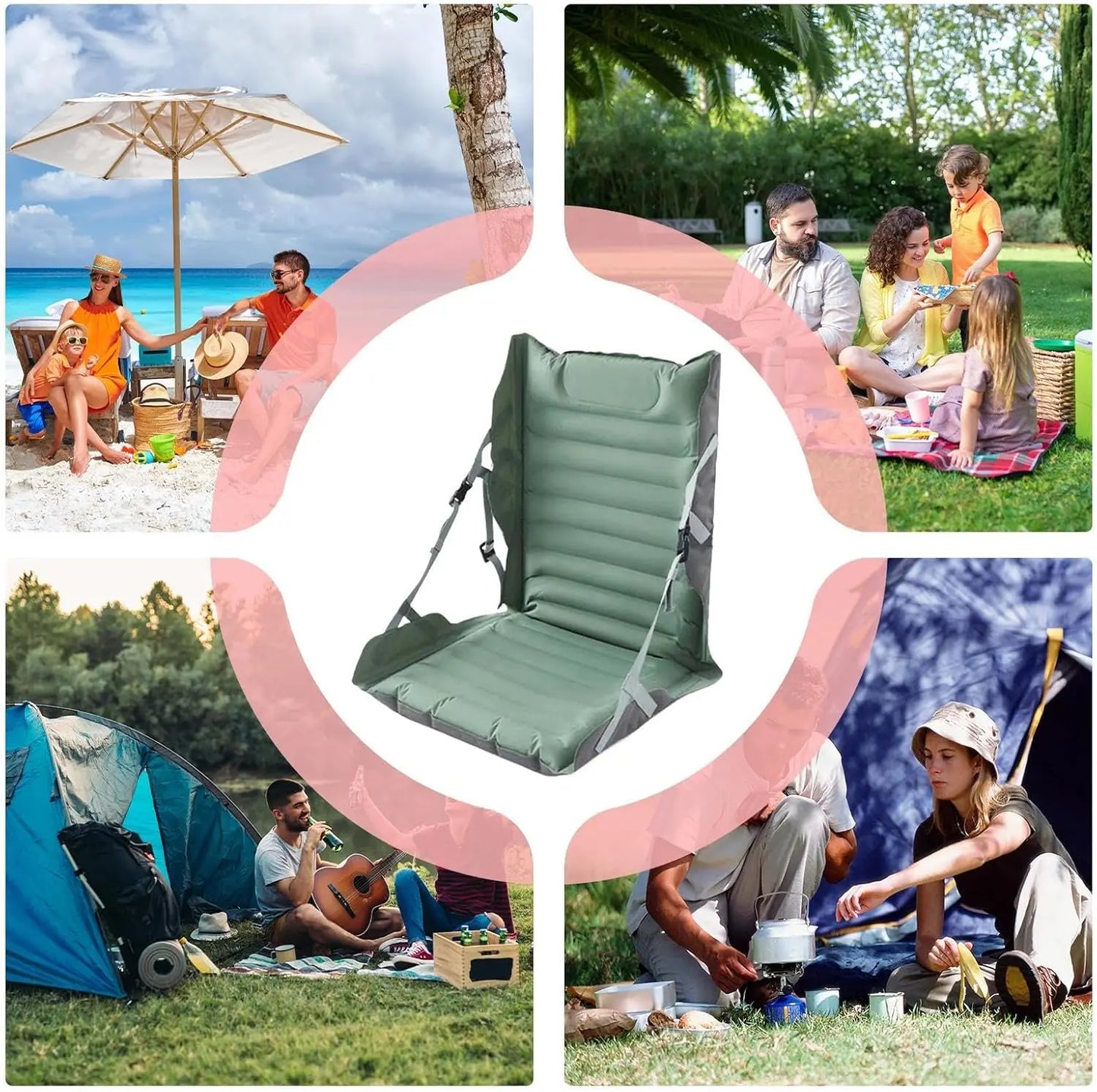 Faltbarer aufblasbarer Sitz mit Rückenlehne für Outdoor-Camping – Taron