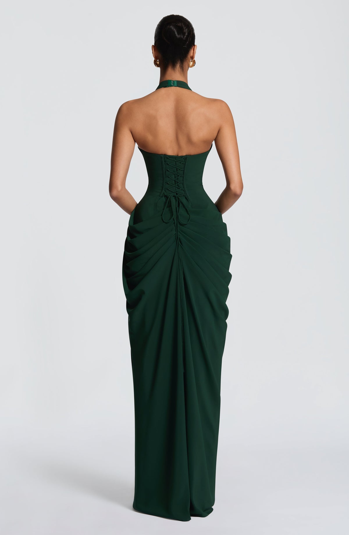 Linde Halter Maxi Dress with Corset Bodice and Chiffon Skirt 25