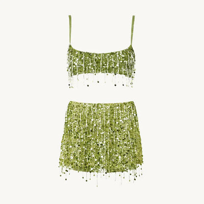 Pailletten-Tassel Bikini Set – Riviera