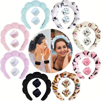 Plüsch Spa Kopfband & Handgelenkband Set - Fluffiea