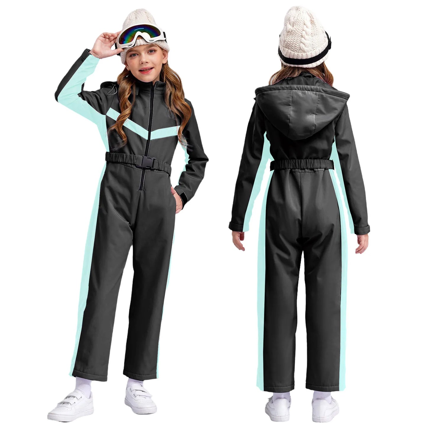 Wasserfester Winter-Einteiler-Skianzug für Mädchen mit Fleecefutter – Alina
