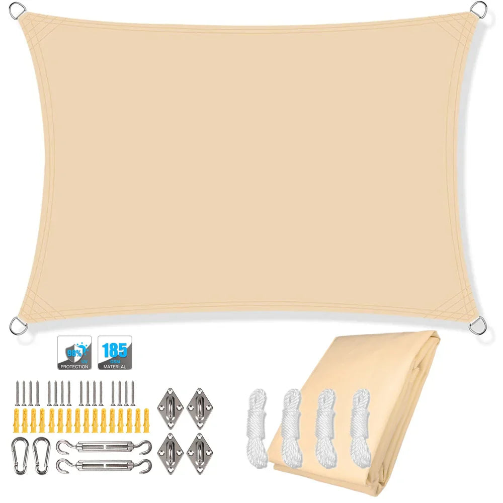 Wasserfester rechteckiger Sonnenschutzsegel mit UV-Schutz und Montagesets – ShadeGuard