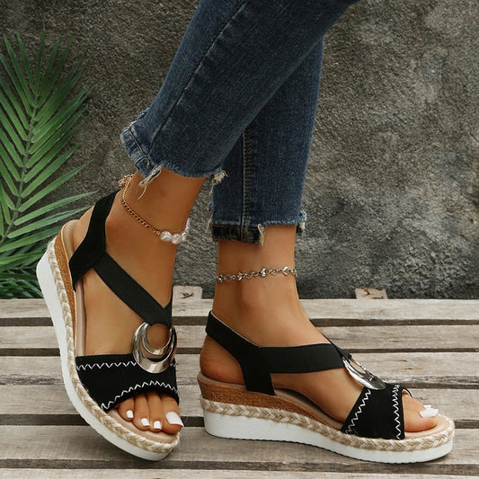 Sandalen mit Keilabsatz und Schlangenmuster – Viperra