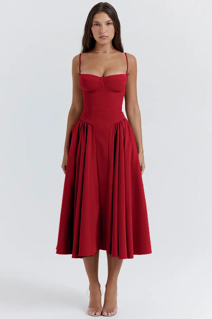 Stylisches Sommerkleid mit Spaghettiträgern und Taillenmieder – Mira