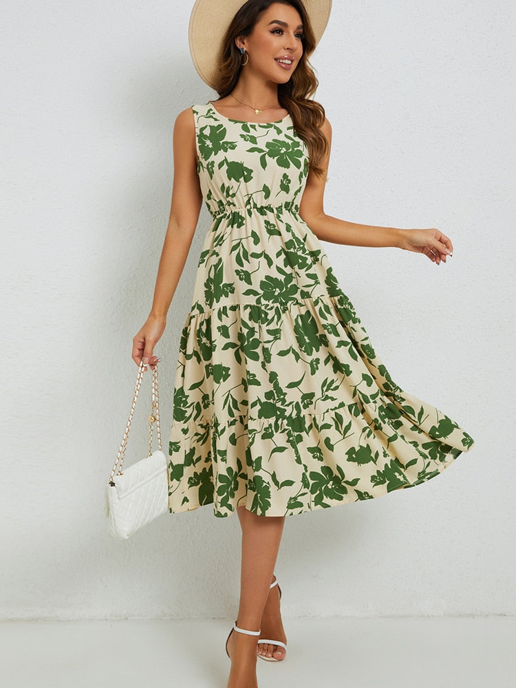 Sommer-Midi-Kleid mit Blumenmuster – Fenna