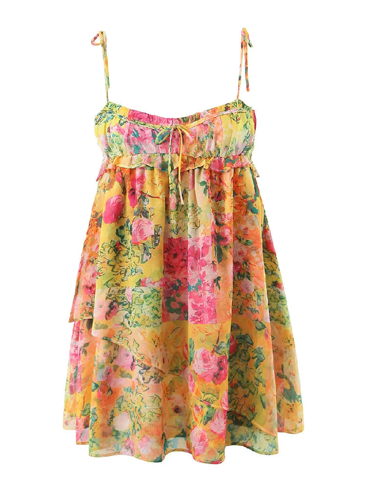 Rückenfreies Bohème-Minikleid mit Blumendruck – Juliette