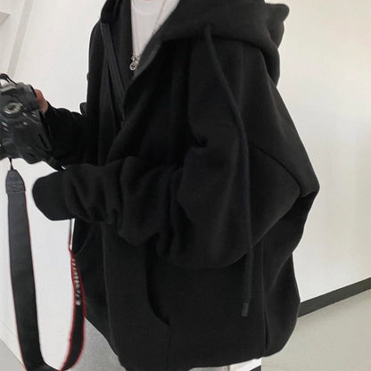Schwarzer Kapuzenpullover, Unisex, lässig, warm, mit Kamera, modisch, Streetwear.