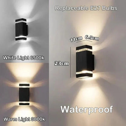 Outdoor LED Wall Sconce with Up & Down Light Effect, E27 Socket, IP65 Waterproof, Modern Garden & Balcony Lamp 7