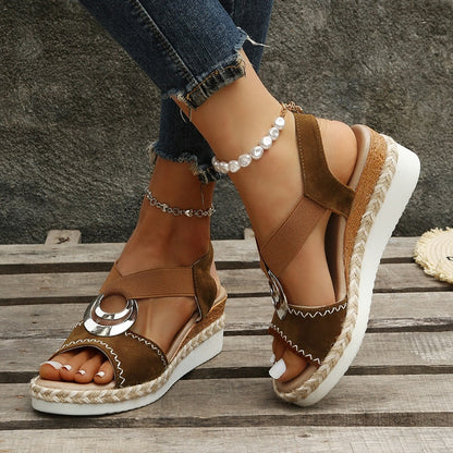 Sandalen mit Keilabsatz und Schlangenmuster – Viperra