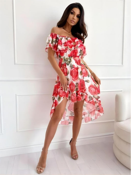 Trägerloses Minikleid mit Rüschen – Lina