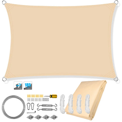Wasserfester rechteckiger Sonnenschutzsegel mit UV-Schutz und Montagesets – ShadeGuard