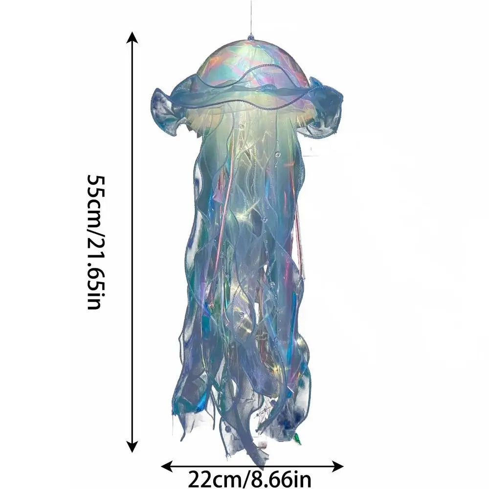 Hängelampe Quallenform, 55cm, LED, transparent, dekorative Beleuchtung, Kinderzimmer, modern