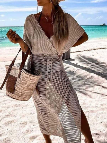 Gehäkeltes Strandkleid mit Gürtel – Yara