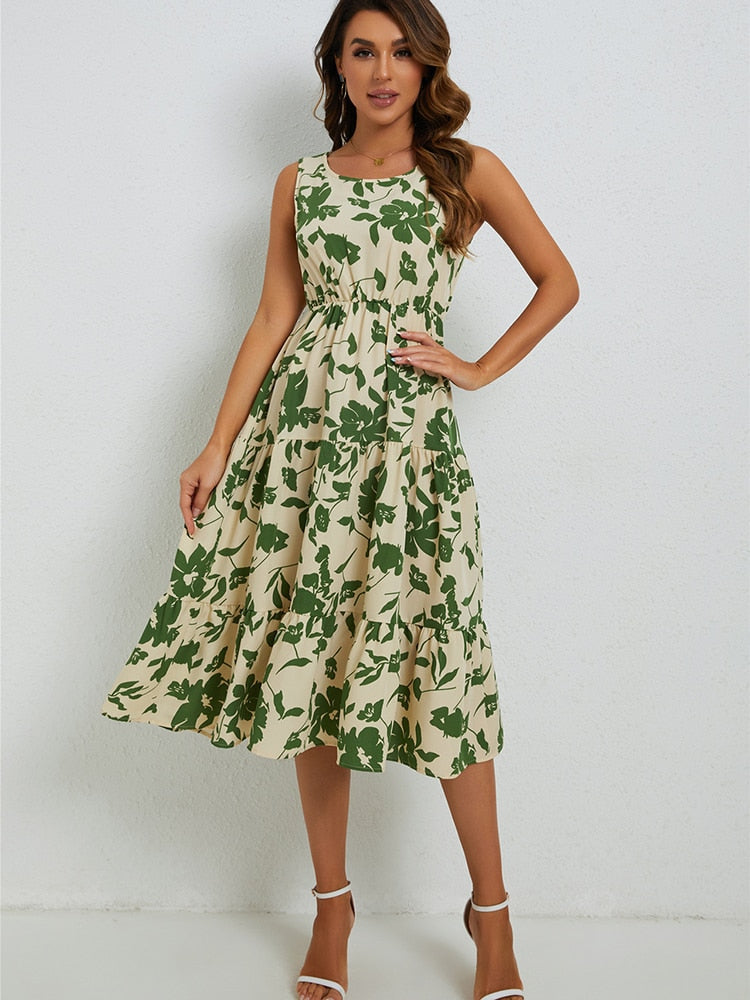 Sommer-Midi-Kleid mit Blumenmuster – Fenna