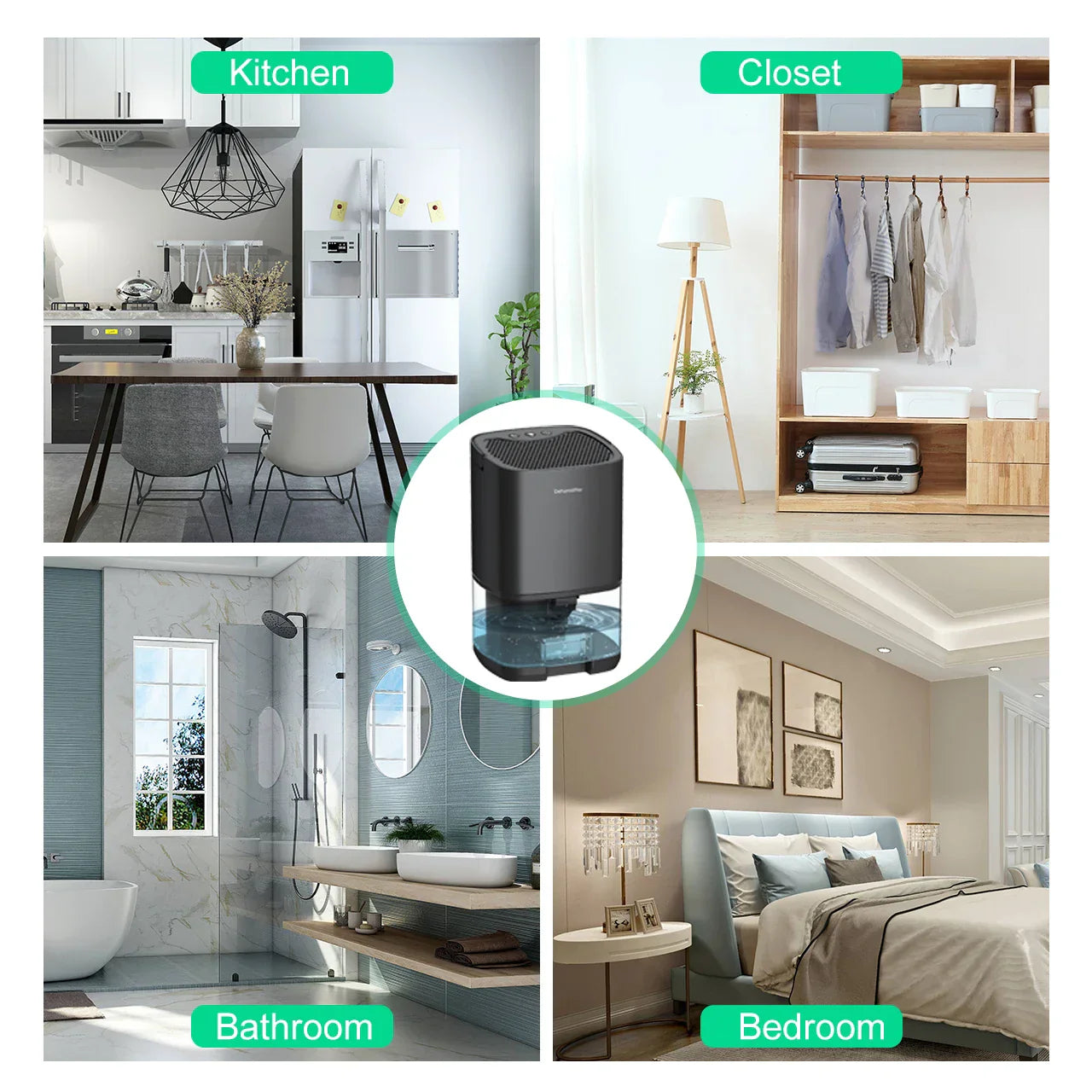 1000ml Tragbarer 2-in-1 Luftentfeuchter mit Luftfilter und Nachtlicht – Aveline