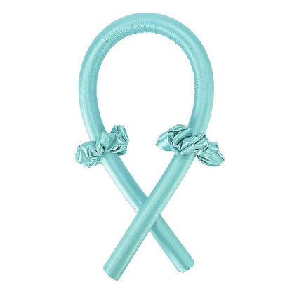 Seidenes Lockenband türkis, hitzefrei, Haarstyling, Lockenwickler, Haarpflege-Accessoire.
