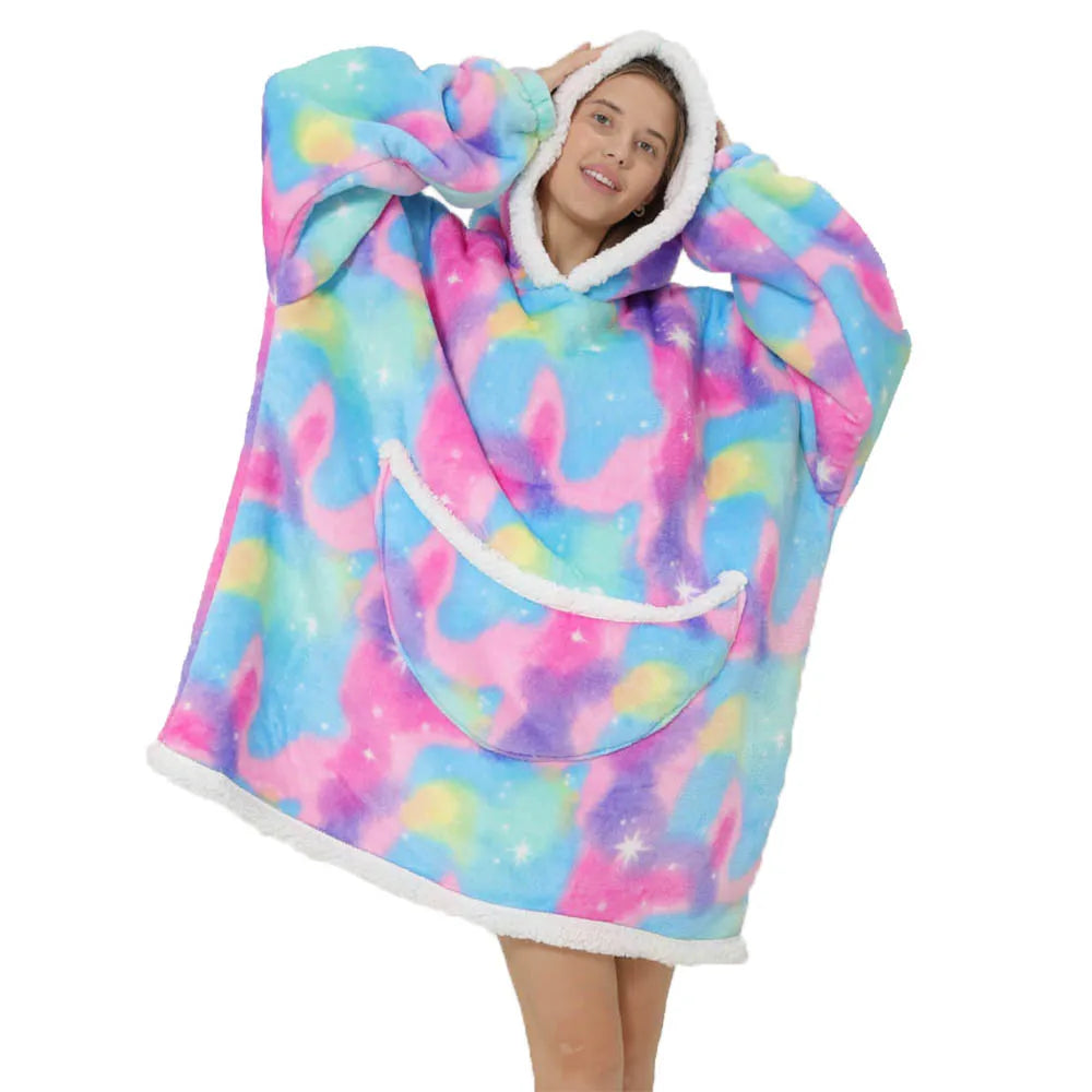 Oversized Fleece-Decke mit Kapuze & Taschen – SnugJoy