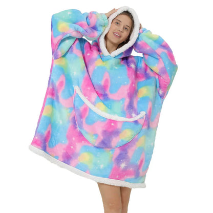Oversized Fleece-Decke mit Kapuze & Taschen – SnugJoy