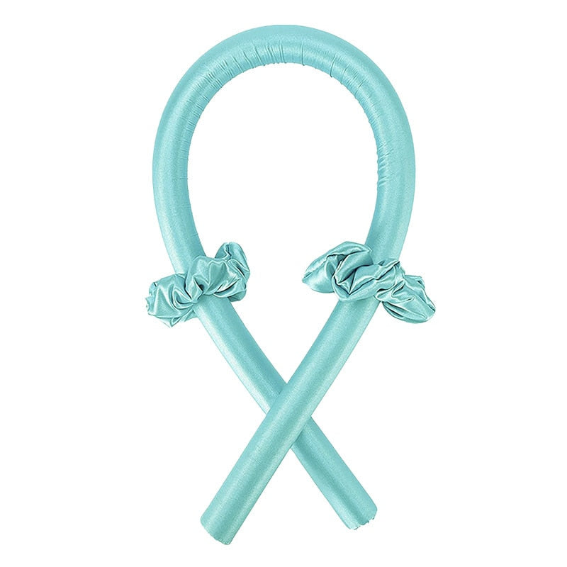 Seiden-Haarband in Türkis, hitzefrei, für Locken, Haarstyling-Accessoire, schonend.