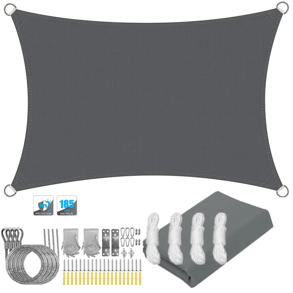 Wasserfester rechteckiger Sonnenschutzsegel mit UV-Schutz und Montagesets – ShadeGuard