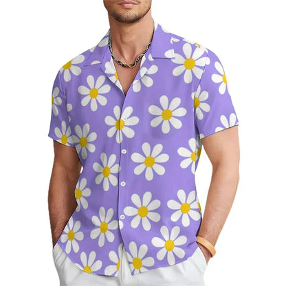 Herren-Sommerhemd mit Blumenmuster und Reverskragen – Elian