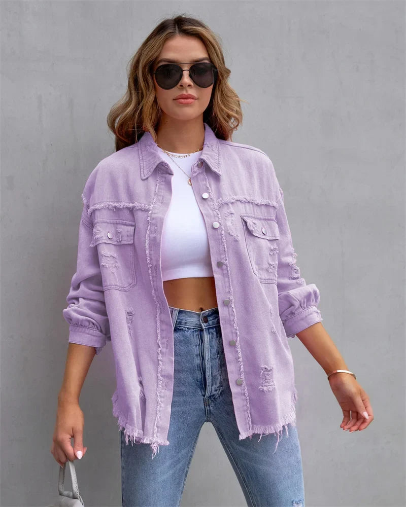 Boho Damen Jeansjacke mit Ibiza-Flair & Slim Fit für Frühling/Sommer – Yara