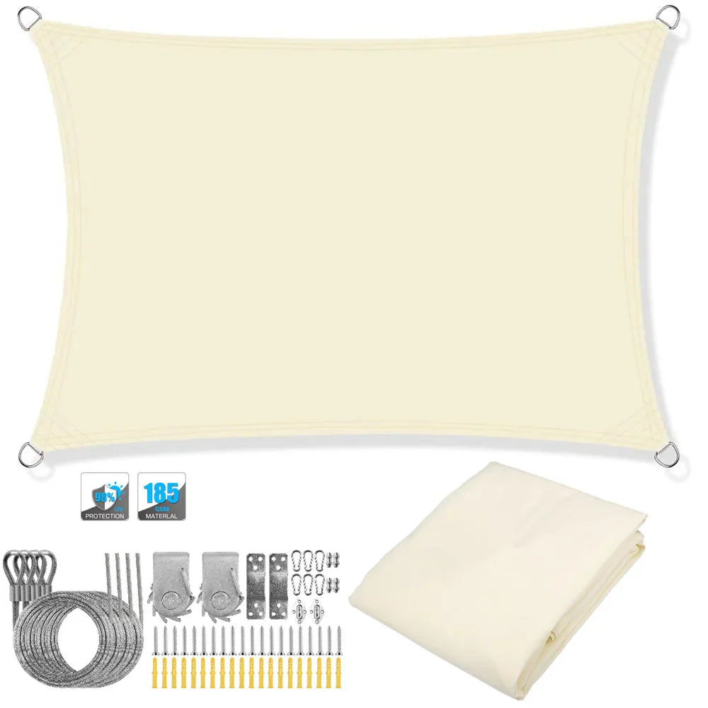 Wasserfester rechteckiger Sonnenschutzsegel mit UV-Schutz und Montagesets – ShadeGuard