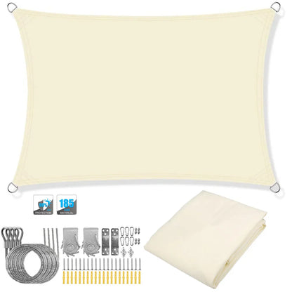 Wasserfester rechteckiger Sonnenschutzsegel mit UV-Schutz und Montagesets – ShadeGuard