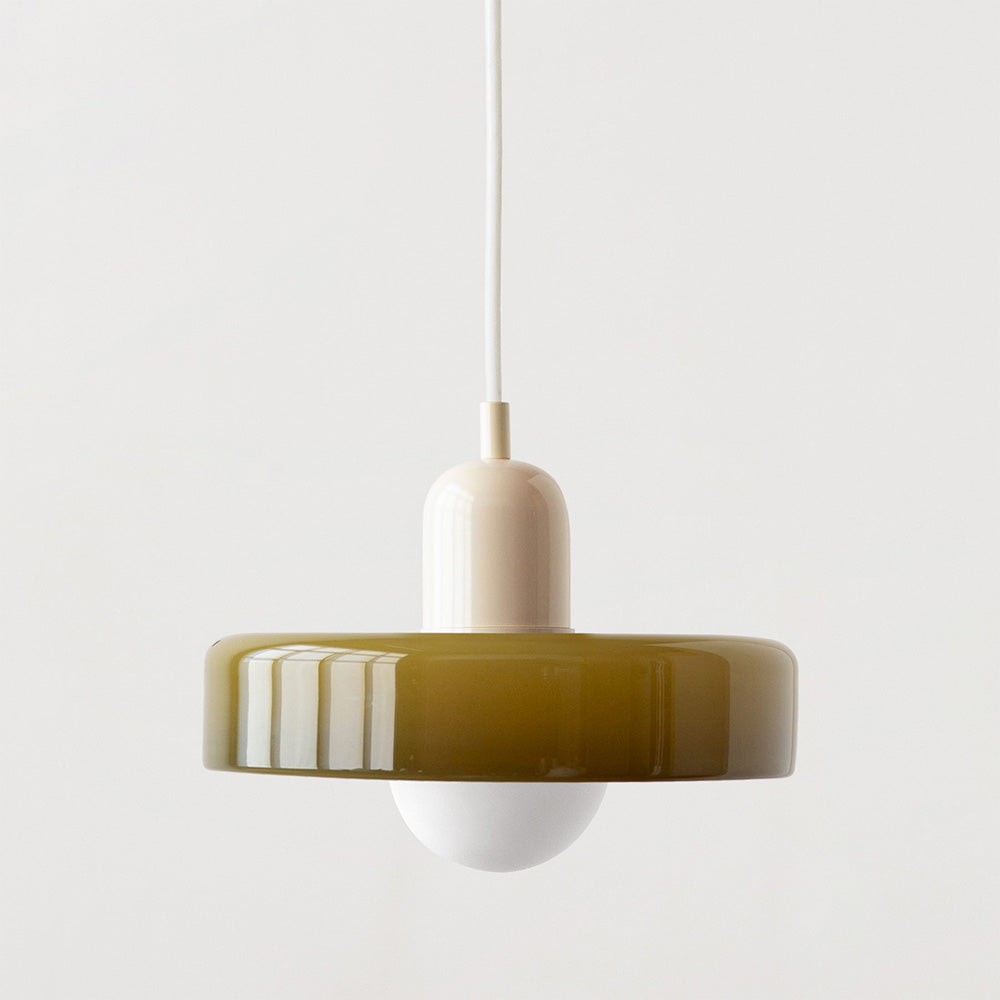 Moderne Pendelleuchte aus Glas, olivgrün, minimalistisch, skandinavisches Design, Wohnzimmerbeleuchtung.