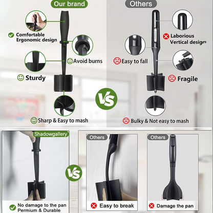 Ergonomischer Kartoffelstampfer, robust, hitzebeständig, leicht zu reinigen, schwarz.