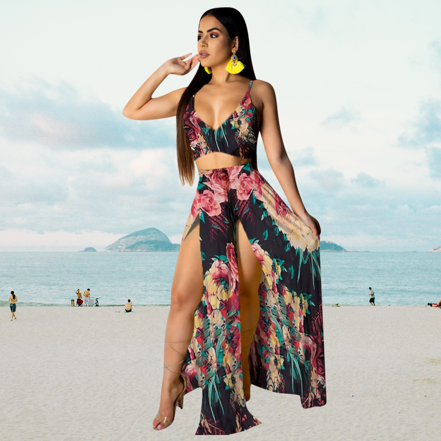 Sommer-Set: Neckholder-Top und langer Rock mit Schlitz – Naïma