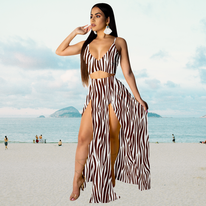 Sommer-Set: Neckholder-Top und langer Rock mit Schlitz – Naïma