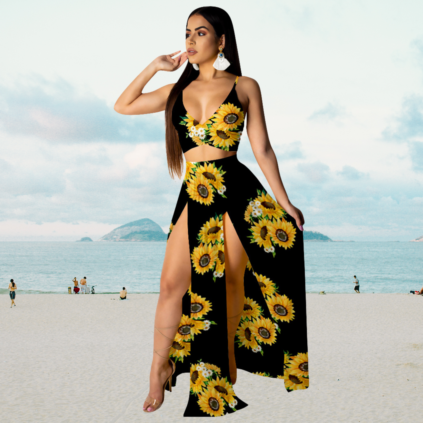 Sommer-Set: Neckholder-Top und langer Rock mit Schlitz – Naïma