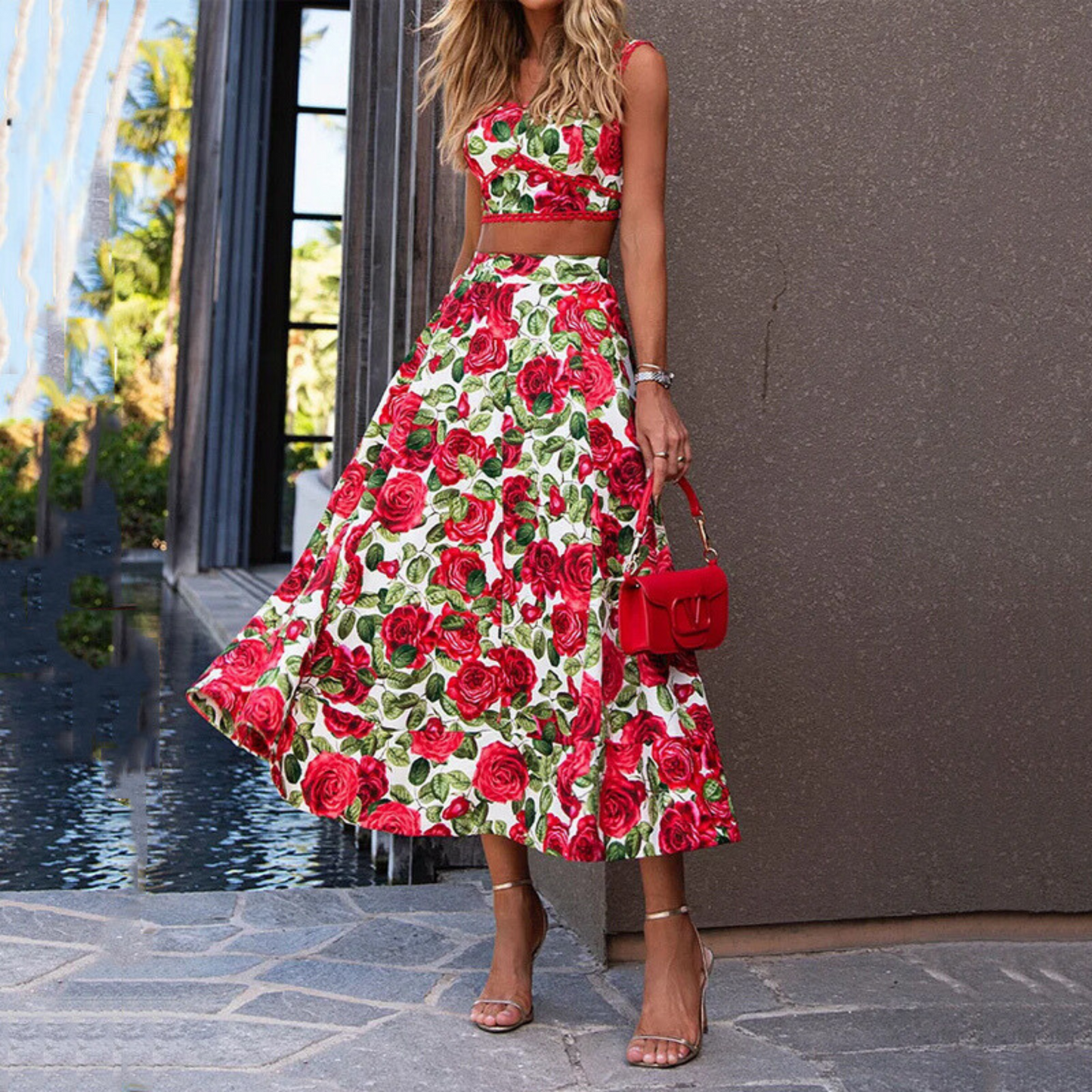 Zweiteiliges Sommer-Set mit offener Taille – Solenne