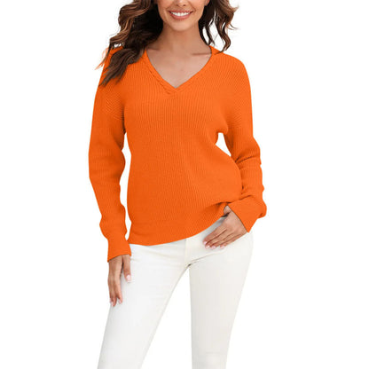 Damen Strickpullover mit V-Ausschnitt in lockerer Passform – Wanfrieda
