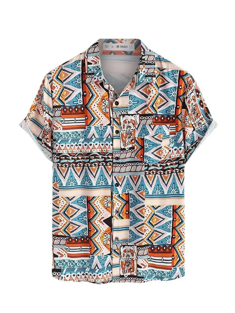 Sommer-Damen-T-Shirt mit ethnischem Muster und Tasche – Nova