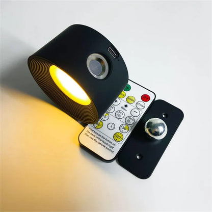 Schwarze LED-Wandleuchte mit Fernbedienung, modernes Design, energiesparend, Innenbeleuchtung.