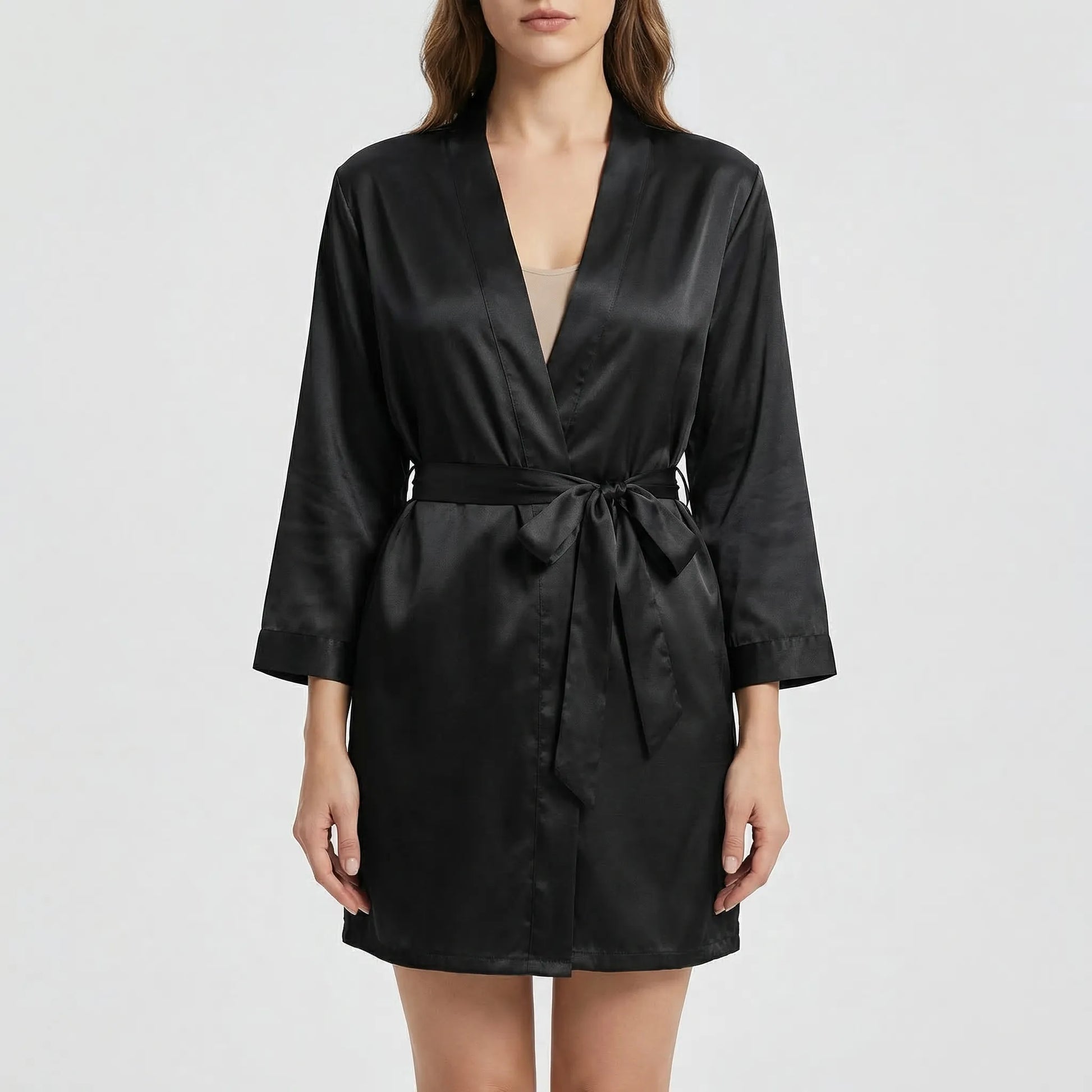 Satin-Finish Wrap Morning Gown - Ramona