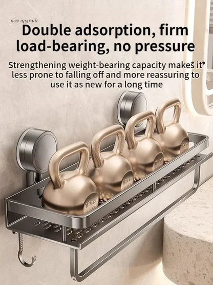 Suction Cup Bathroom Shelf | No-Drill | Drainage Rack Organizer 3