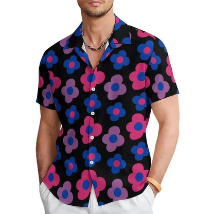 Herren-Sommerhemd mit Blumenmuster und Reverskragen – Elian
