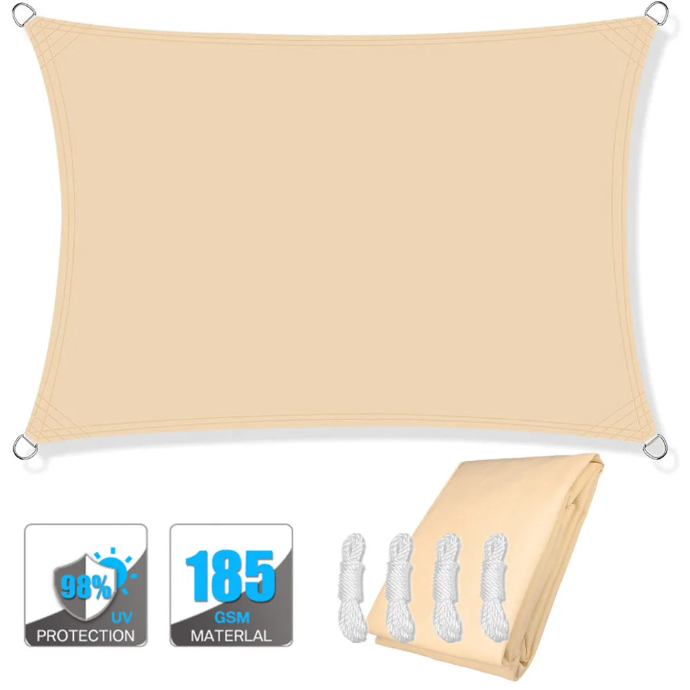 Wasserfester rechteckiger Sonnenschutzsegel mit UV-Schutz und Montagesets – ShadeGuard