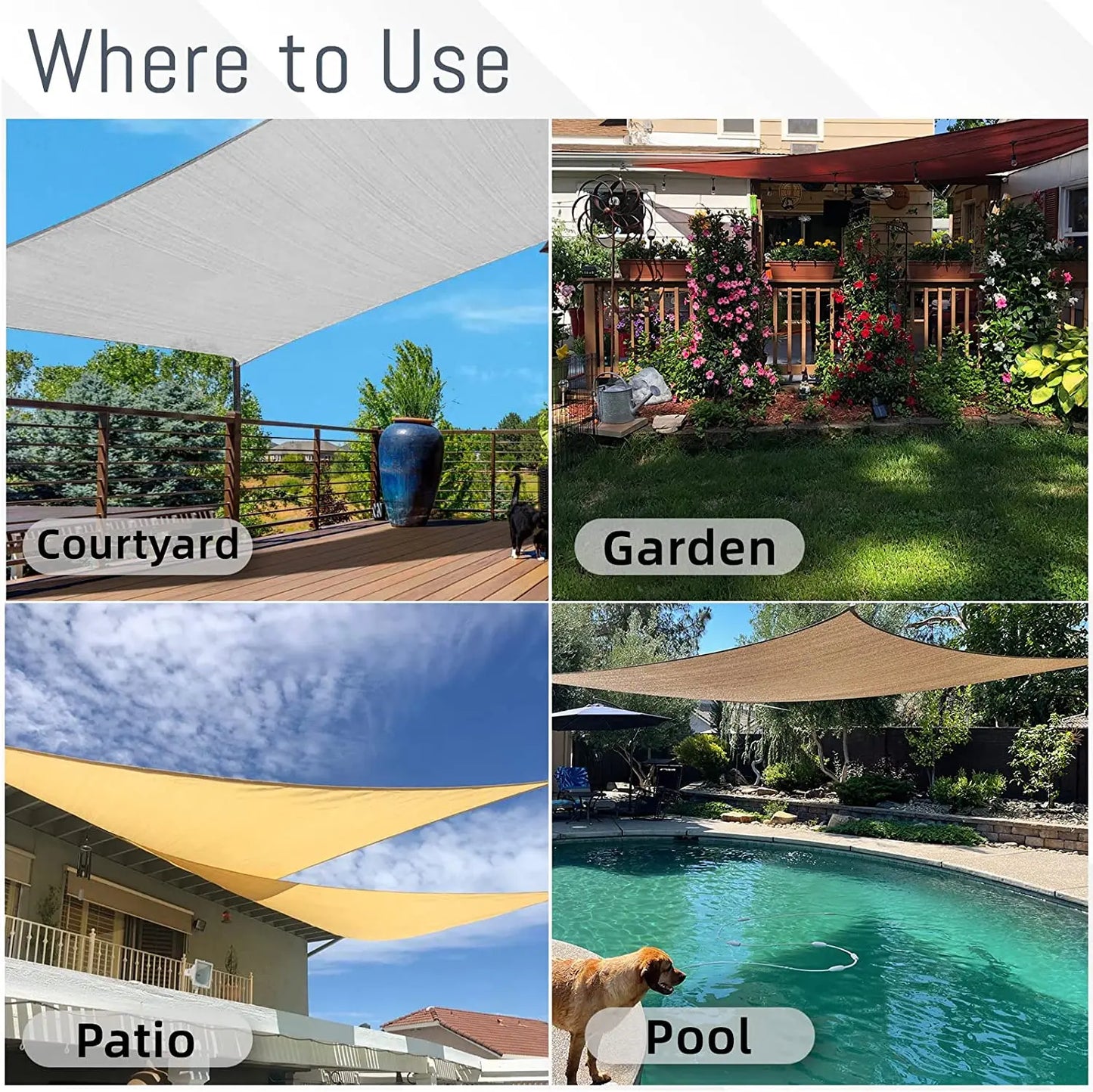 Wasserfester rechteckiger Sonnenschutzsegel mit UV-Schutz und Montagesets – ShadeGuard