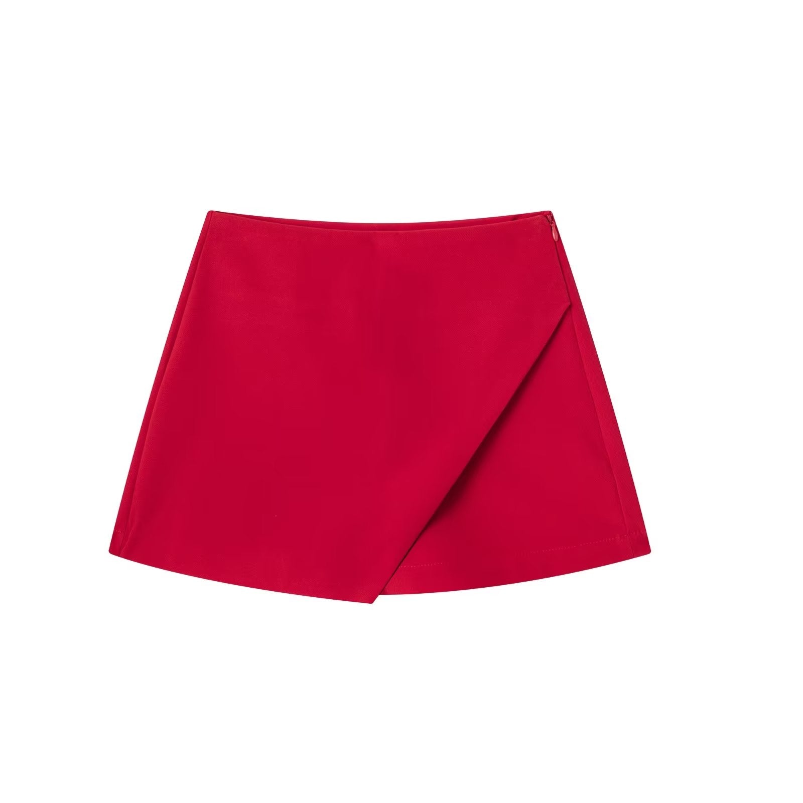 Roter Damen-Minirock, asymmetrisch, elegant, modisch, aus Baumwolle, ideal für Sommer.