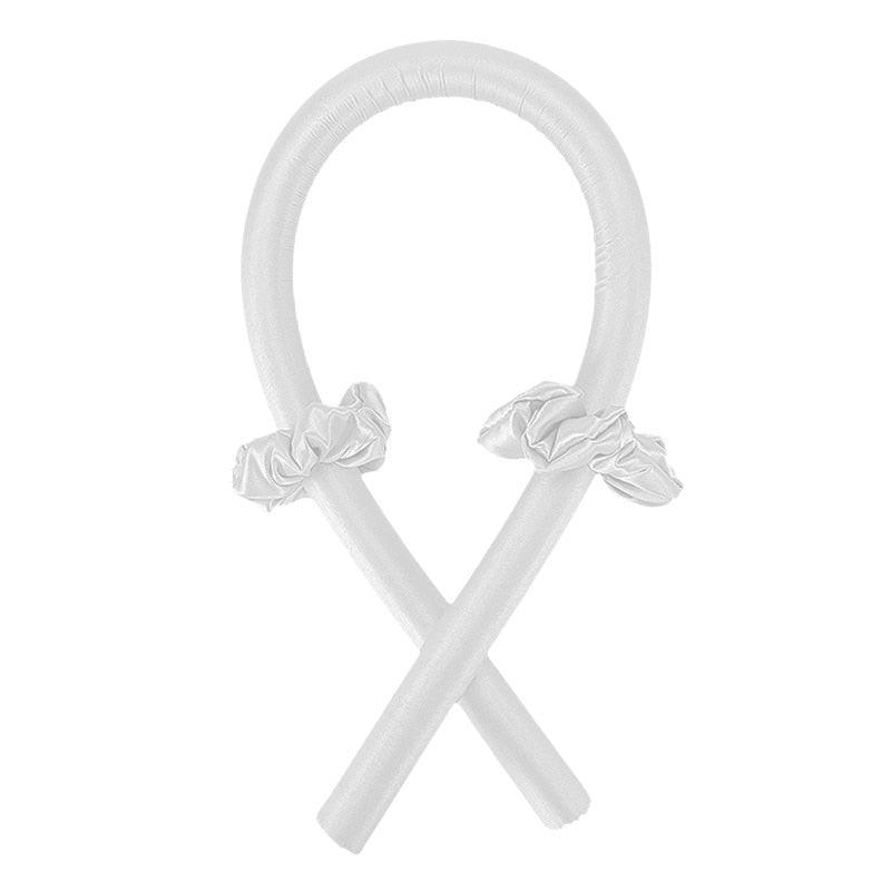 Weiße, flexible Haarlockenwickler aus Schaumstoff mit Schleifen, hitzefrei, schonend.