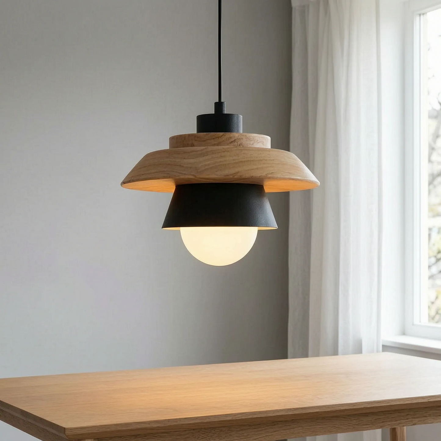Scandinavian-Style Wooden Pendant Lamp -  Nordalux