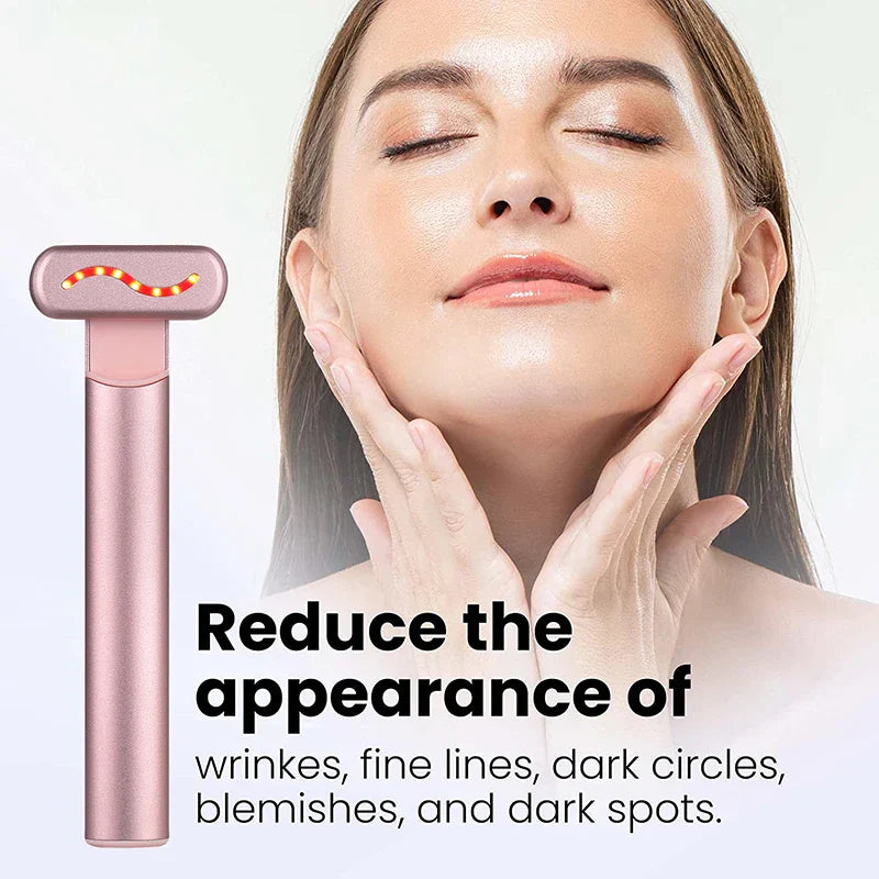 Rosa Anti-Aging-Gesichtsmassagegerät, reduziert Falten, Augenringe, Hautunreinheiten.