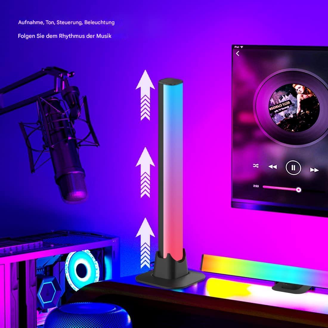 RGB-Lichtleiste für Gaming-Setup, mehrfarbig, LED, Musiksteuerung, Schreibtischbeleuchtung.