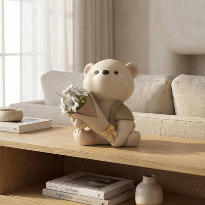 Schattig Beertje Met Bloemenboeket - TeddyBloom