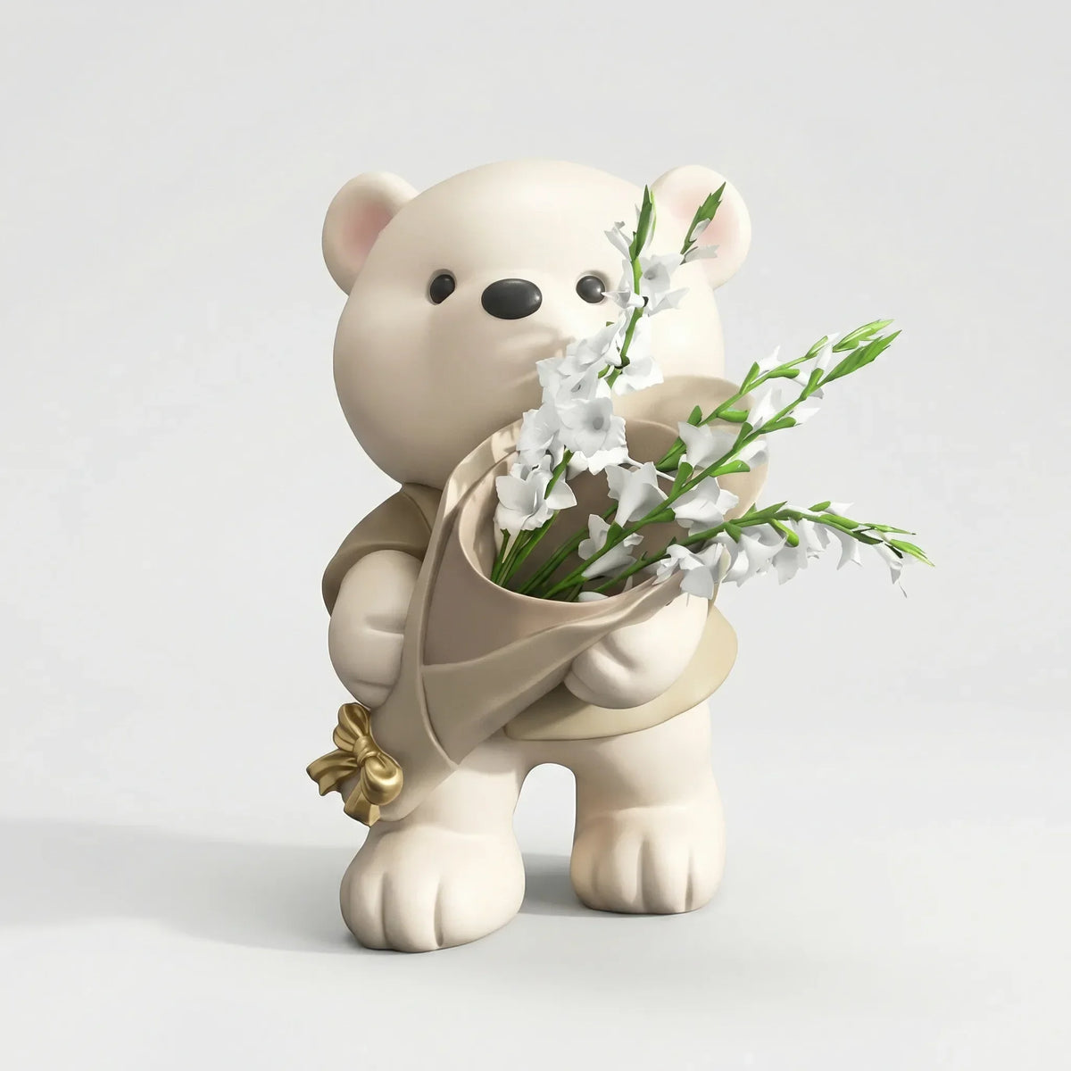 Schattig Beertje Met Bloemenboeket - TeddyBloom